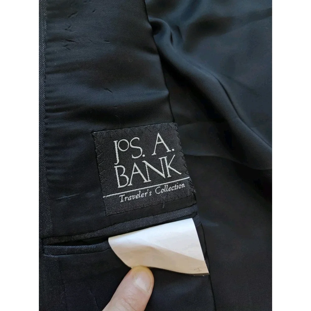 Jos A Bank Mens Wool Sports Coat 43L Charcoal Black Blazer BXT80032 2 Button